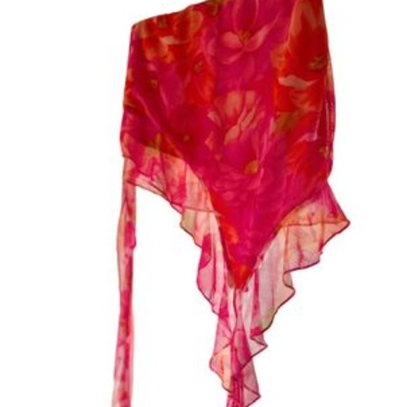 PINK ISLAND GIRL FLORAL FLOWY SKIRT RUFFLE ASYMMETRICAL MINI FASHION NOVA IN XS - Picture 1 of 5